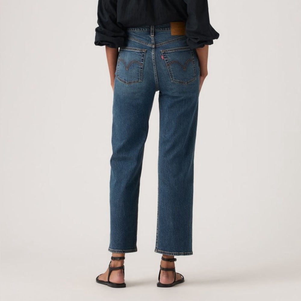 Levi's High Rise Straight Leg Jeans - Dark Blue Wash - Picture 10 of 16